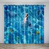 Ready-made Underwater Sea World Dolphin Thin Window Curtains For Kids Bedroom Living Room Bathroom Kicthen Door Hall Home2Pieces