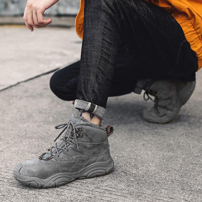 Fashion Men Winter Boots Plus Fur Cold-proof Warm High-top Cotton Shoes Daily Outdoor Warm Men Cotton Shoes Men's Snow Boots