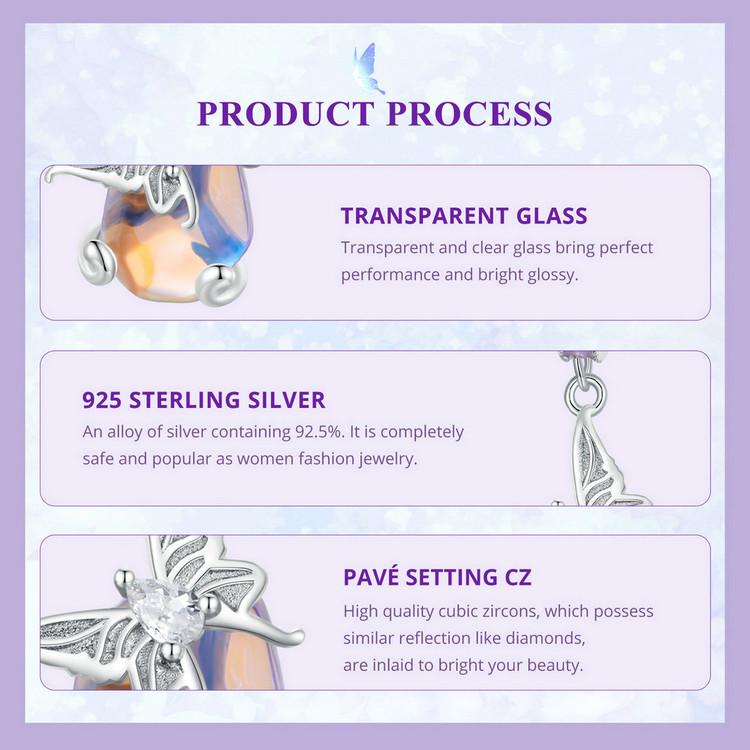 WOSTU Подвеска-подвеска из стерлингового серебра 925 пробы с газовой бабочкой для браслета DIY, ожерелья