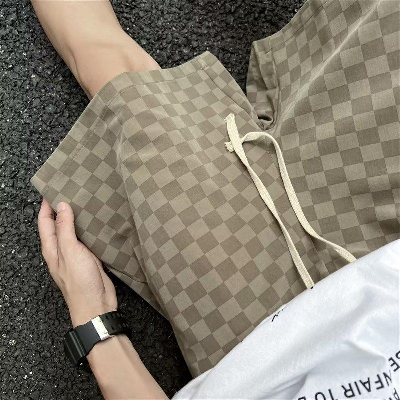 2023 Мужские модные повседневные шорты в клетку: Легкий свободный крой в американском стиле, универсальный и удобный для лета