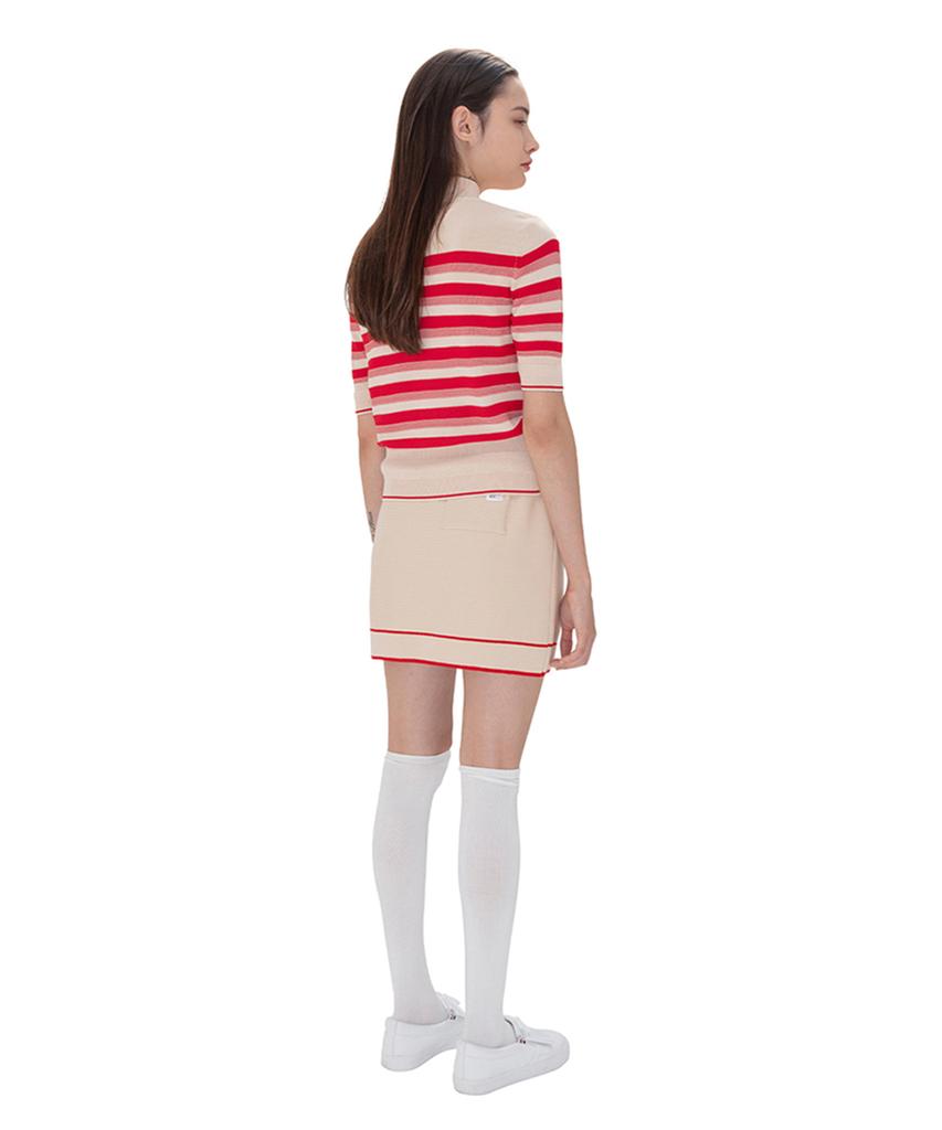 AVEN Hampton Striped Mid-Neck Knit Red