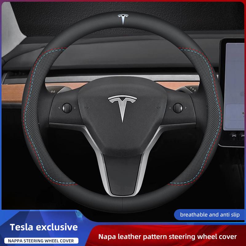 AMB1 Для Tesla Model 3 Y S X 2017 2018 2019 2020 2021 2022 2023 2024 Чехол на руль автомобиля из ПУ кожи, нескользящий, Автоаксессуары