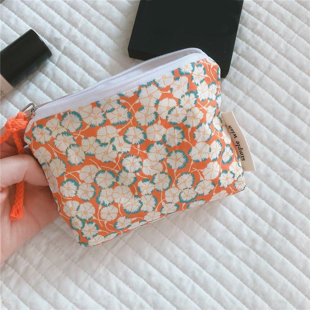 Mini Cotton Floral Organizer Bags for Women Bag Small Fabric Cosmetic Make Up Bag Little Purse Coin Pouch Children Cosmetic Case