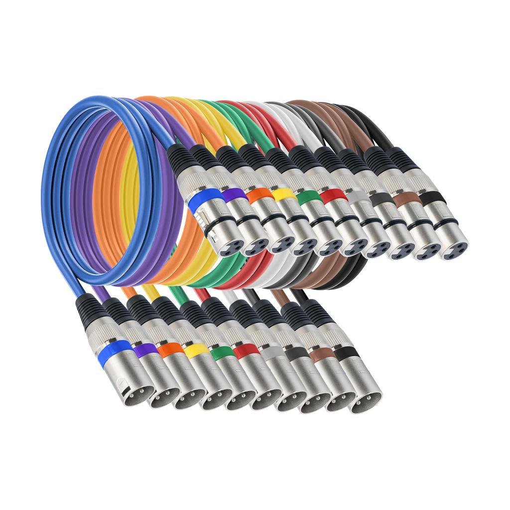 10Pcs 3Pin Mixer Audio Cable XLR Cord Anti-interference XLR Male to Female Connectors Microphone Extension Wire Line