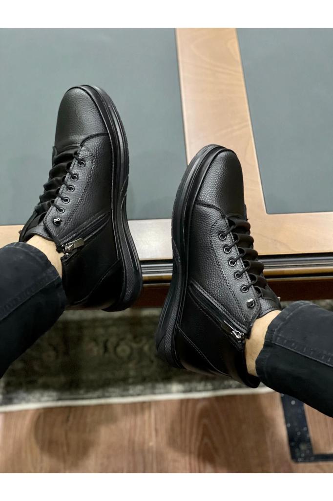 Men's Fashion Faux Leather Flat Heeled Booties Bootie M Winter Lace Up Zippered Boots Shoes