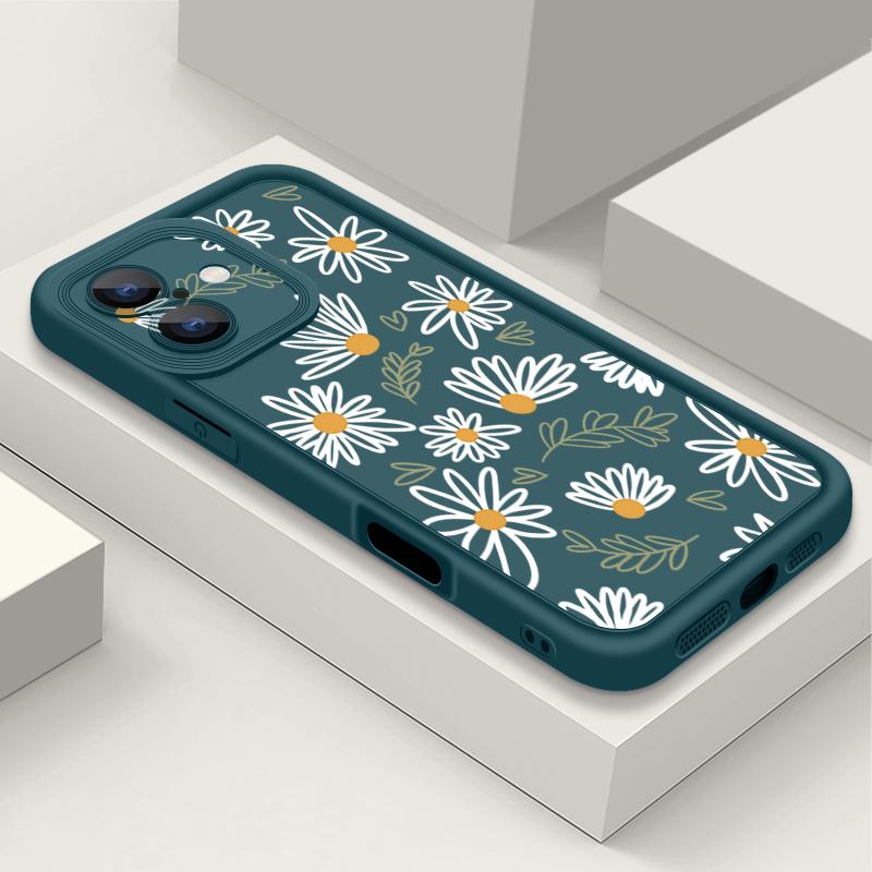Мягкий чехол из ТПУ для iPhone 16e 16 17 Pro Max 15 14 Plus 13 12 Pro Max 11 17 Air Мультяшный Белый Цветок Печать Силиконовый Чехол для Телефона