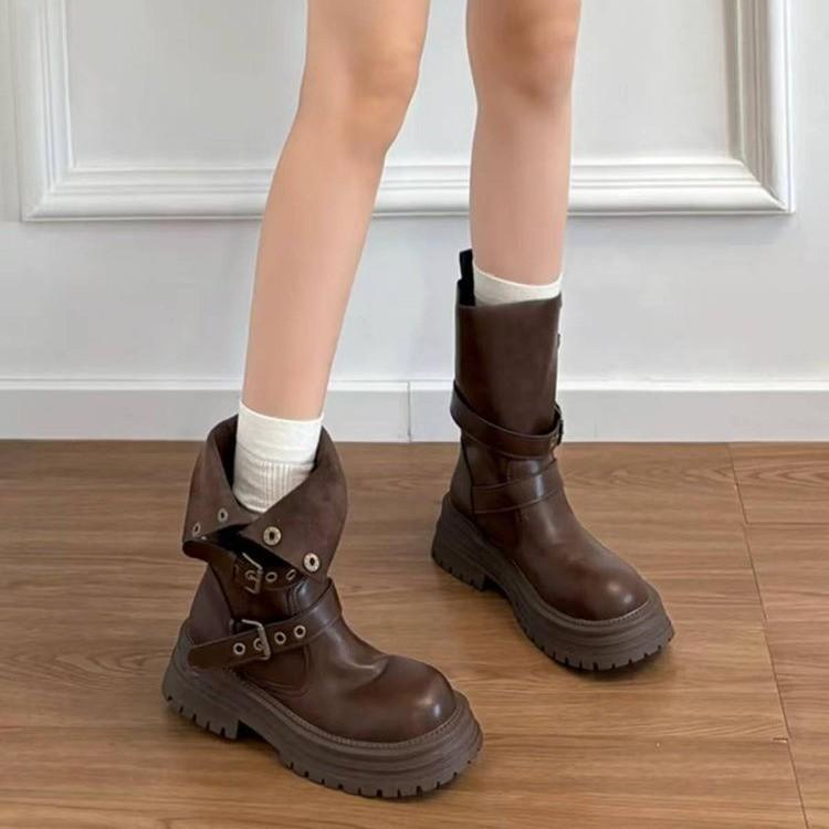 Новые женские ботинки Утепленные ботинки на толстой подошве Модная женская обувь Модная сексуальная панк оптическая обувь Зимние ботинки 6961