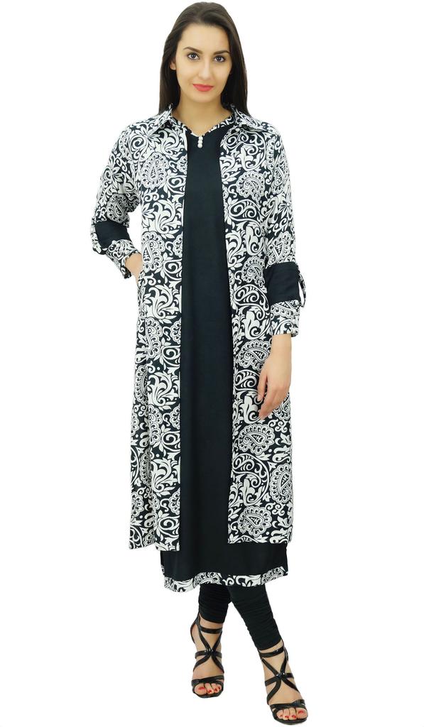 Bimba Женская прямая блузка Курта с жакетом из искусственного шелка, дизайнерская туника