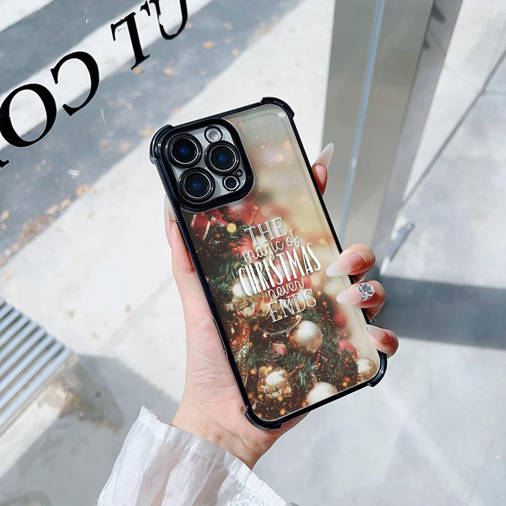 Чехлы для телефонов Ae115 Merry Christmas Happy New Year из гальванизированного ТПУ для iPhone 16 15 13 11 Pro Max 14 Plus Infinix Smart 8 с четырьмя углами защиты