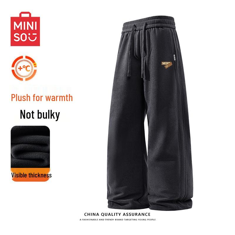 MINISO Men's Retro Loose Fit Winter Corduroy Pants