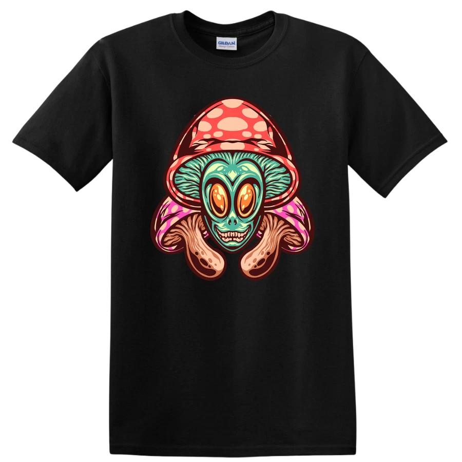 Alien Mushroom T Shirt Funny Graphic Tee with Trippy Psychedelic Design