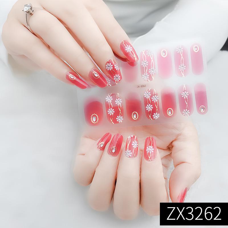 ZX 3D Waterproof No-Cure Gel Nail Wraps, Full Cover Minimalist Luxury Style Nail Stickers, Nail Patch Films