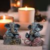Resin Ganesha Pair for Home Decor | Brings Prosperity - (Grey & Red, Pack of 2)