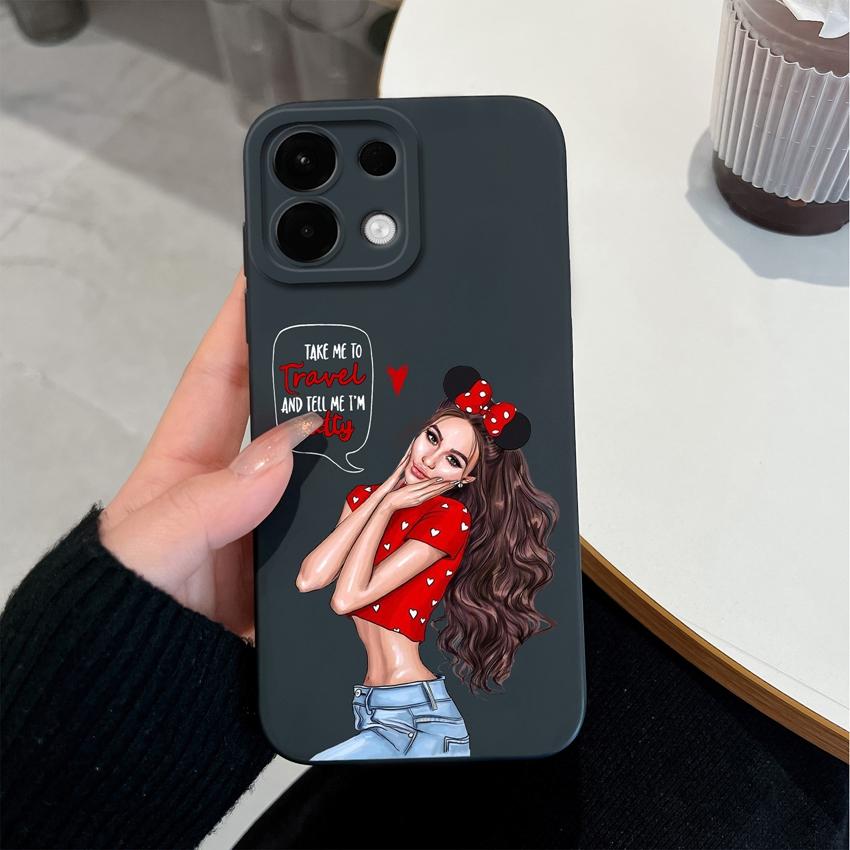 Для Oppo Realme 5 6 7 8 9 10 Pro Plus K12 A5 A5X чехлы для телефонов Sweet Girl Patterns Liquid Silicone Advanced Anti Slip Protective Shell для корпуса Oppo