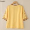 Vneck Zanzea Women 34 Casual Sleeve Loose Print Blouse