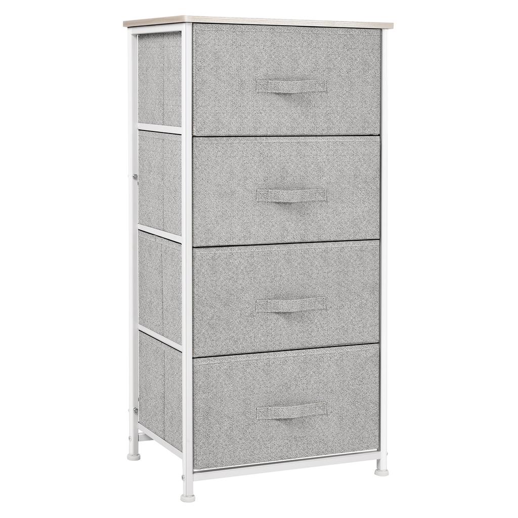 Fabric Chest of Drawers Storage Cabinet 4 Drawers dim. 45L x 30W x 92H cm Metal Frame