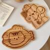 Разделочная доска с рисунком Kawaii, деревянная доска для еды, булочка с корицей, девочка, дети, хлеб, завтрак, тарелка, фруктовый десерт