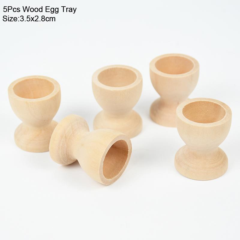 5Pcs Wooden Egg Cups Egg Holder Stand Tray DIY Wood Crafts Kids Gift Happy Easter Party Decoration for Home 2026