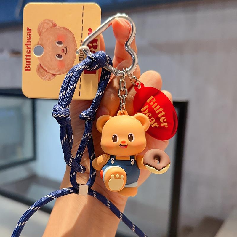 Милый брелок для ключей Butterbear, сумка, подвеска, аксессуары, милый мультяшный брелок для автомобиля Butter Bear