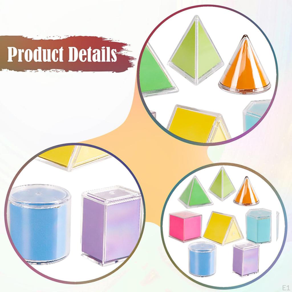 8 Штук Геометрических Фигур Математические Манипулятивы Прозрачные 3D и 2D Складные Развертки для Детского Сада Дома