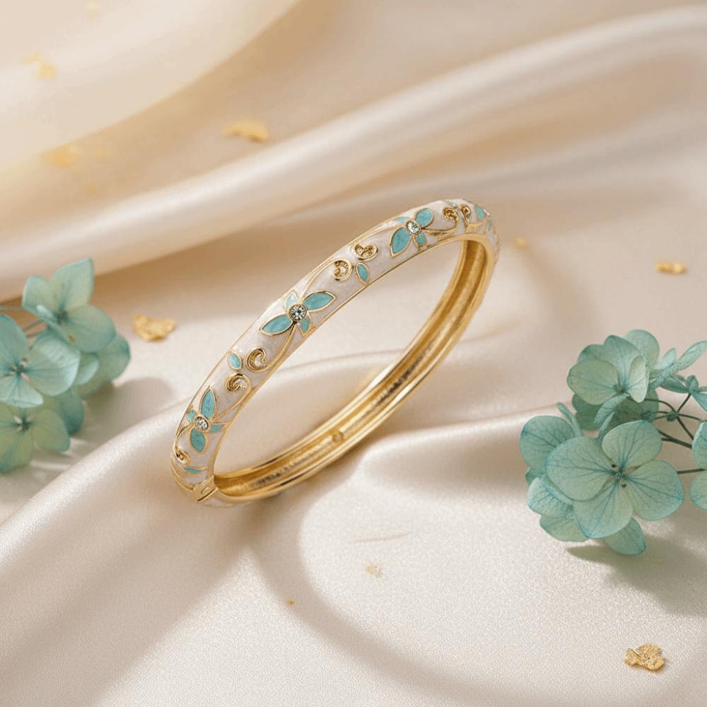 Shiny Drip Oil Enamel Bracelet Open Hollow Out Flower Bangle Women's Hand Bracelet Jewelry Gifts