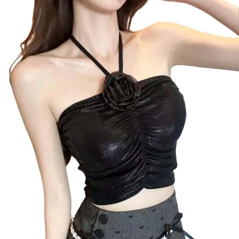 Spice Girls Socialite Style Corset 3D Rose Flower Decoration Crop Tops Suspender Vest Travel
