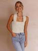 Women's Square Neck Knit Tank Top Sleeveless Fitted Sweater Shirt Summer Casual