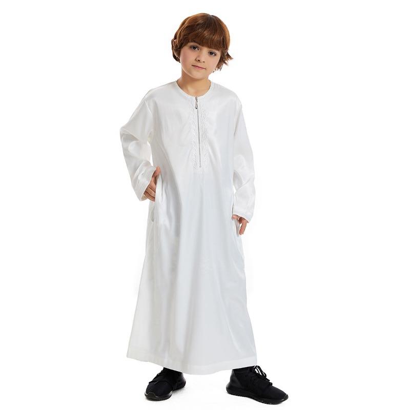 Muslim Saudi Arab Kids Boys Kaftan Robe Dishdasha Abaya Thobe Jubba Thoub Dress