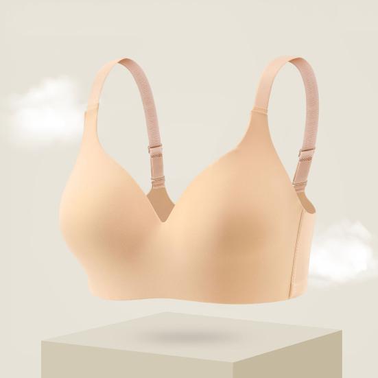 Women Bra Adjustable Shoulder Strap Push-up Anti-snagging Solid Color Full Coverage Wire-free