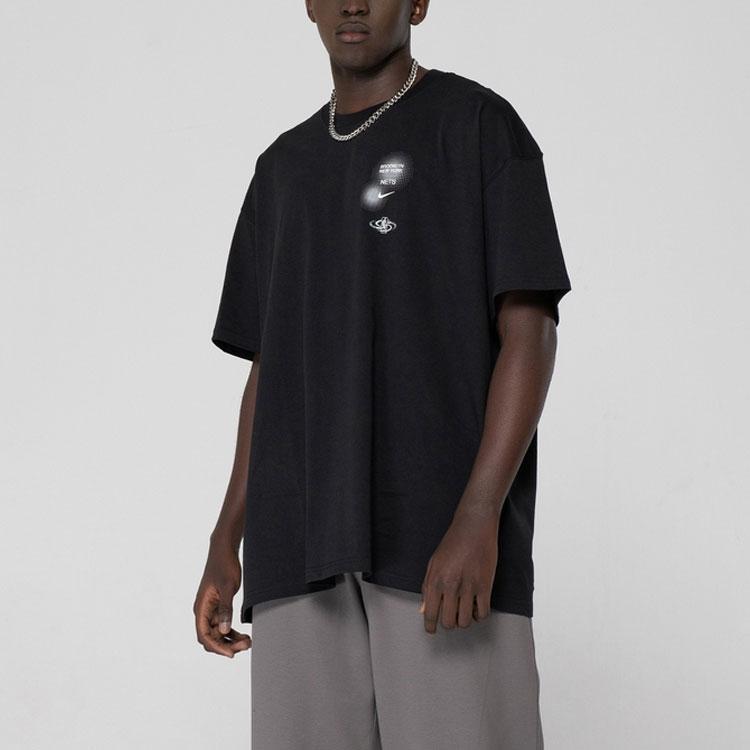 Nike Brooklyn Nets Футболка с круглым вырезом и геометрическим узором, мужские топы, черный DH6732-010