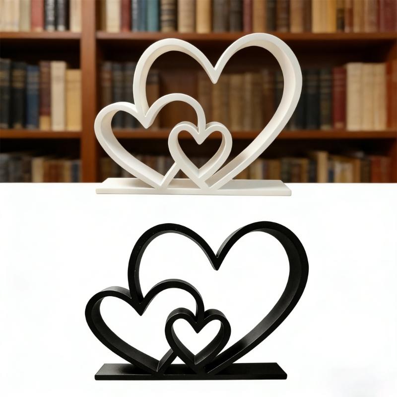 Aesthetic Love Statues Three Heart Sculpture Heart Sculptures Figurines Table Ornament Romantics Gift for Valentines