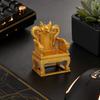 3D Printed Dragon Throne Ornament, Mini Emperor Chair Figurine with Gold Carving, Compact Desk Ornament & Key Holder Stand for Home Office Decor