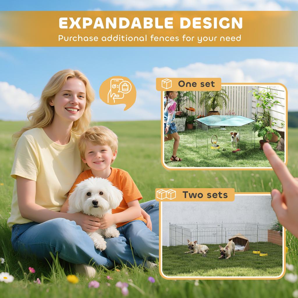 Folding Wire Dog and Puppy Playpen Ø120x60 cm with Waterproof Polyester Cover