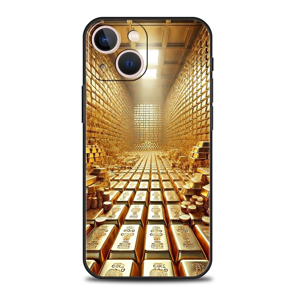 Gold Money Pattern Phone Case For iPhone 17 16 15 Pro Max 11 12 13 14 7 8 Plus SE 2020 X XR XS Cover Soft Black