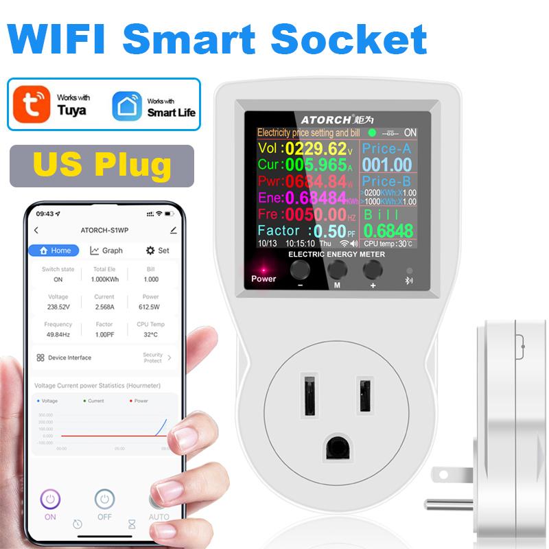 AC 220V Tuya Smart Life WiFi Socket Digital Power Frequency Energy Meter Electric Time Controller Amp KWh Remote Switch Watmeter