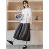 Autumn Retro Gray Skirt Design Sense Simple Small Bud-shaped Pleated Umbrella Skirt
