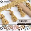 11cm Wide Curtain Lace with Tassel Fringe and Crystal Beads, Copper Beads, Strawberry Design - 11 Meters