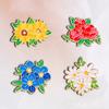 Брошь Яркий Цвет Пион Цветок Листья Форма Значок Украшение Одежды Свитера Шляпы Сумки Аксессуар