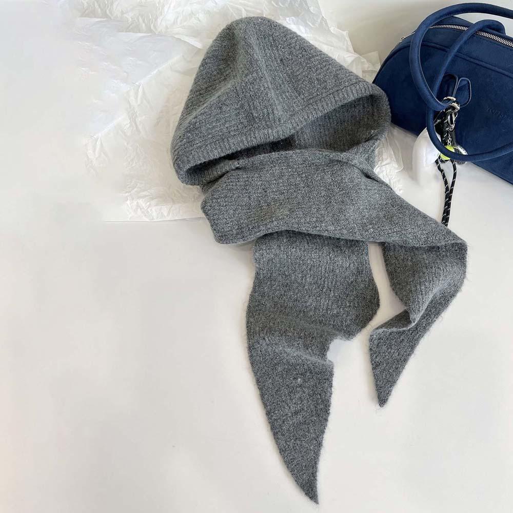 Acrylic Fibers Knitted Hooded Cap Triangular Winter Neckerchief Hat Neck Collar Beanies Cap  Work