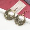 1 пара круглых серег-подвесок в стиле ретро, серьги-тотемы из старинного серебра, серьги из старинной бронзы, подходят для повседневной носки женщинами