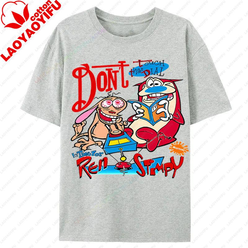 The Ren Stimpy Tshirt 90s Retro Nickelodeon Comedy Vintage Cotton Graphic Short Sleeve Tshirts Funny Cartoon Theme Y2k Tops