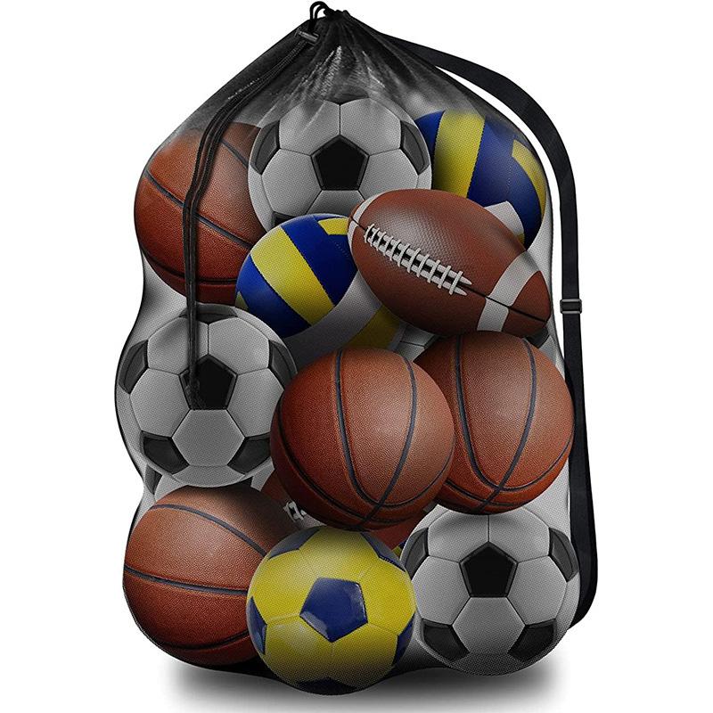 Large Mesh Bag for Storing Basketball Football Volleyball Adjustable Drawstring Shoulder Bag Ball Sports Training Equipment