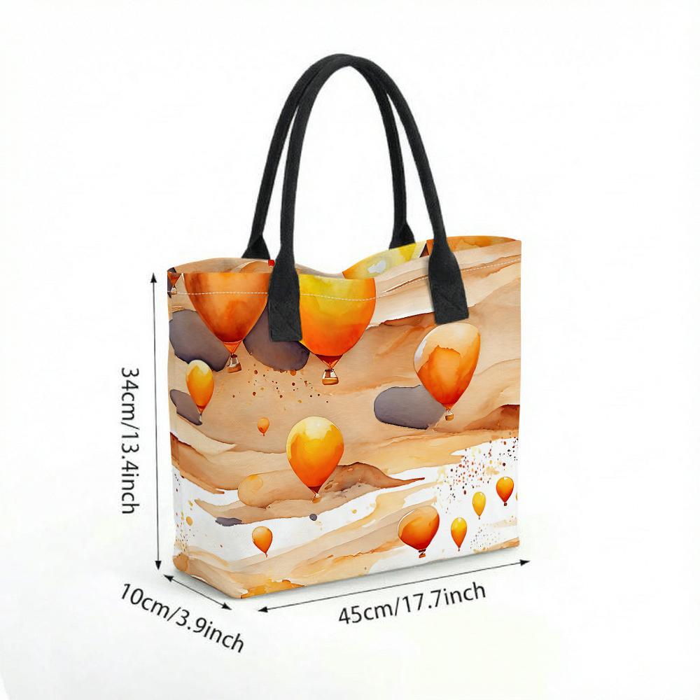 Watercolor Hot Air Balloon Printed Large Capacity Casual Tote Bag for Daily Use