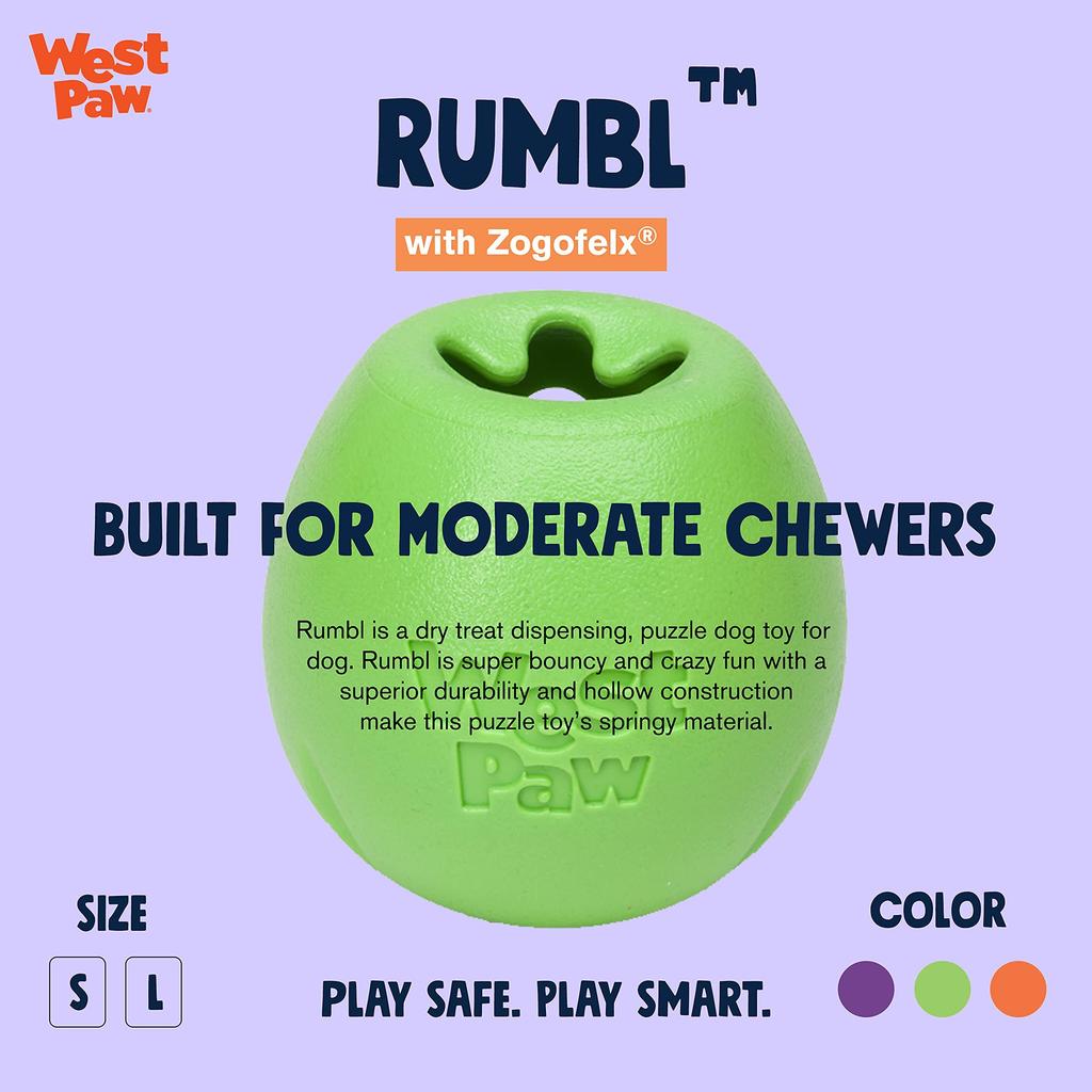 Игрушка West Paw Dog Мяч Zogoflex Echo Rumble Jungle Зеленый Размер S