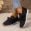 Spring Autumn New Brown Knit Breathable Sneakers Shoes Women Soft Sole Platform Flats Woman Plus Size 43 Non Slip Casual Shoes