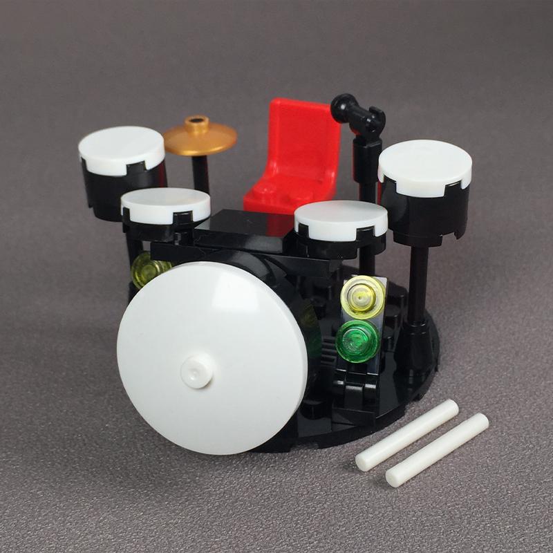 Набор MOC Кирпичи DIY Набор MOC Барабанная установка Музыкальное оборудование Микрофон Барабанные палочки Строительные блоки Фигурка Действия Куклы для детей Подарки