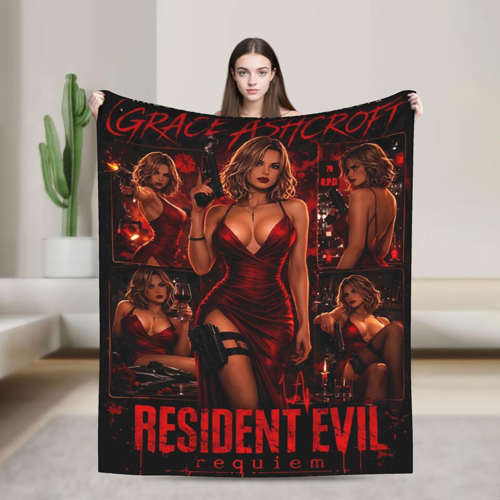 Resident Evil Leon Kennedy Plush Blanket Girls Boys Flannel Throw Blanket For Living Room Soft Quality Bedspread Gift Idea