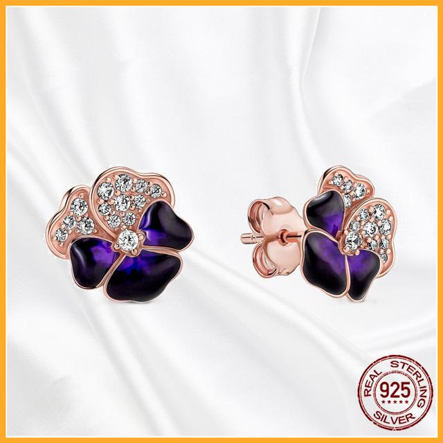 Аутентичные серьги-гвоздики из стерлингового серебра 925 пробы Plata De Ley, модные серьги-гвоздики для женщин, оригинальные сверкающие Pav Day, специальный подарок