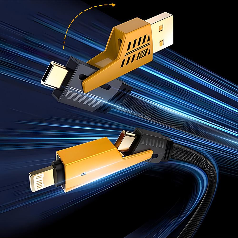 65W 4-в-1 USB-C PD Кабель для быстрой зарядки - Многофункциональный кабель данных для iPhone Samsung Xiaomi - Quick Charge