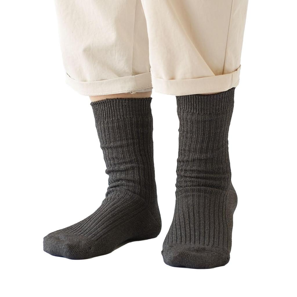 Ito Wokashi Ribbed Made In Japan with Washi Charcoal Socks, Paper, Deodorizing, Antibacterial, Breathable, Stylish, Simple, Gift, Lightweight,